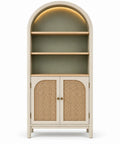 Estantería con almacenamiento con formas arqueadas y detalles de entramado, blanco, marrón y verde
