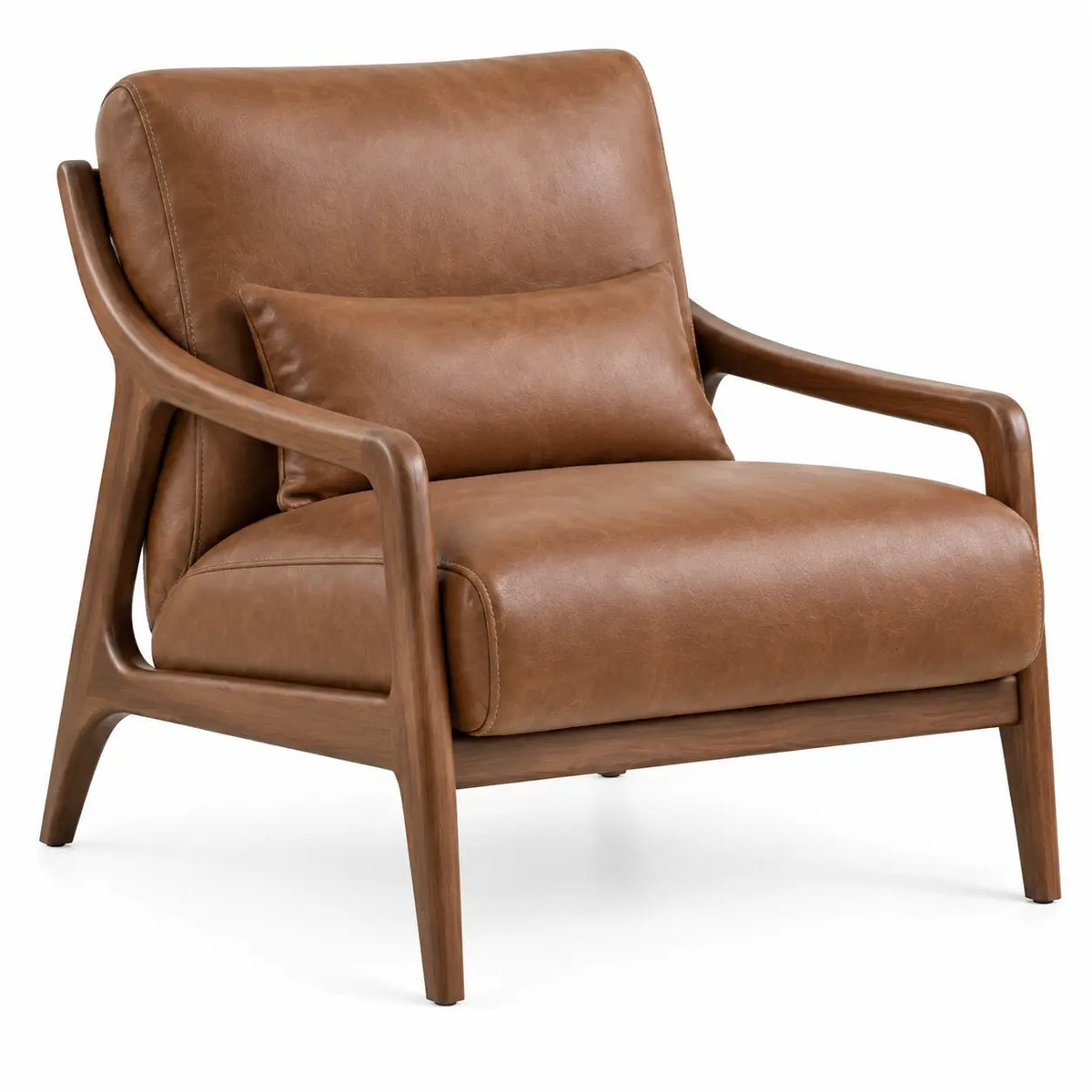 Sillón con estructura abierta con patas elevadas, marrón