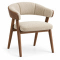 Silla con respaldo de contorno redondeado, beige y marrón