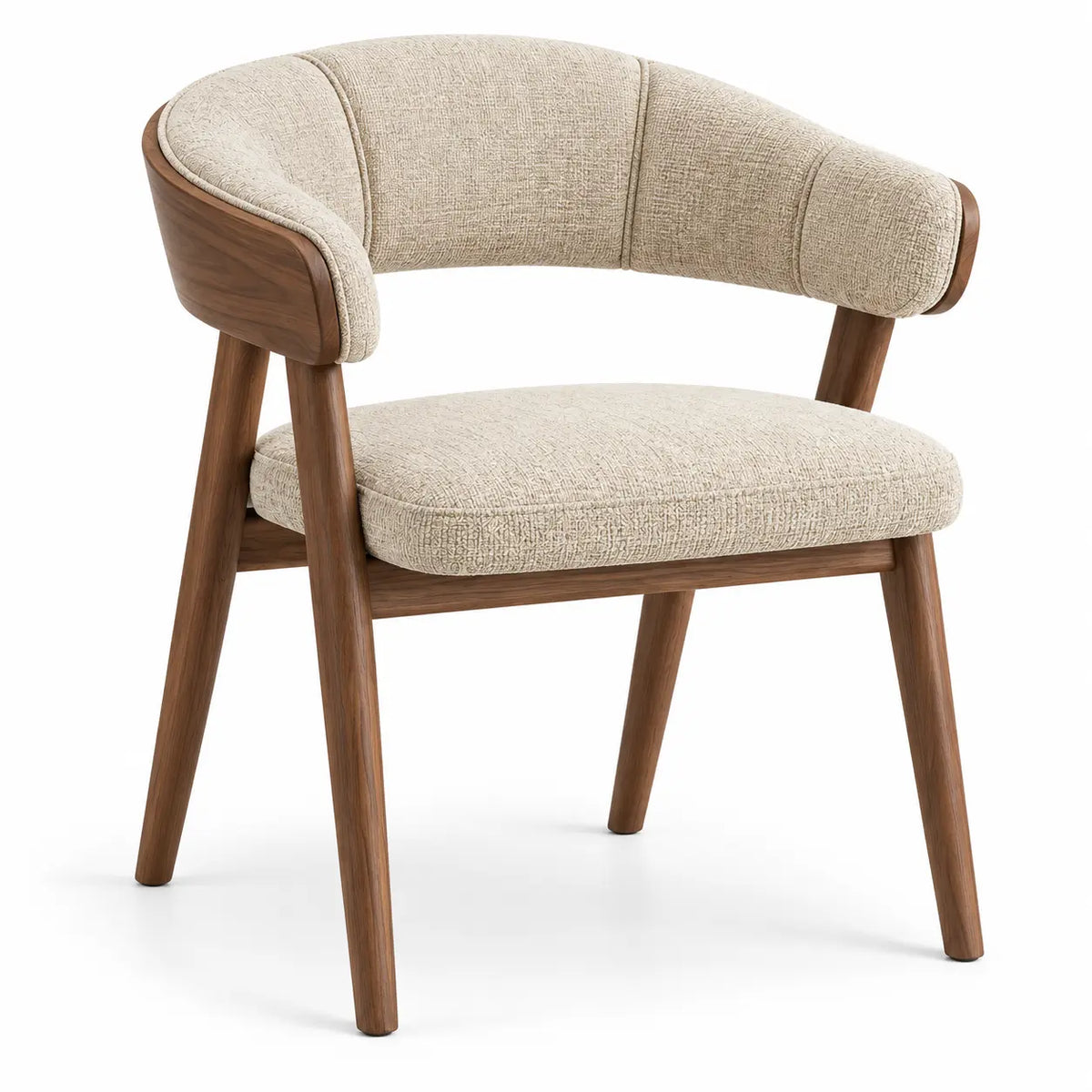 Silla con respaldo de contorno redondeado, beige y marrón
